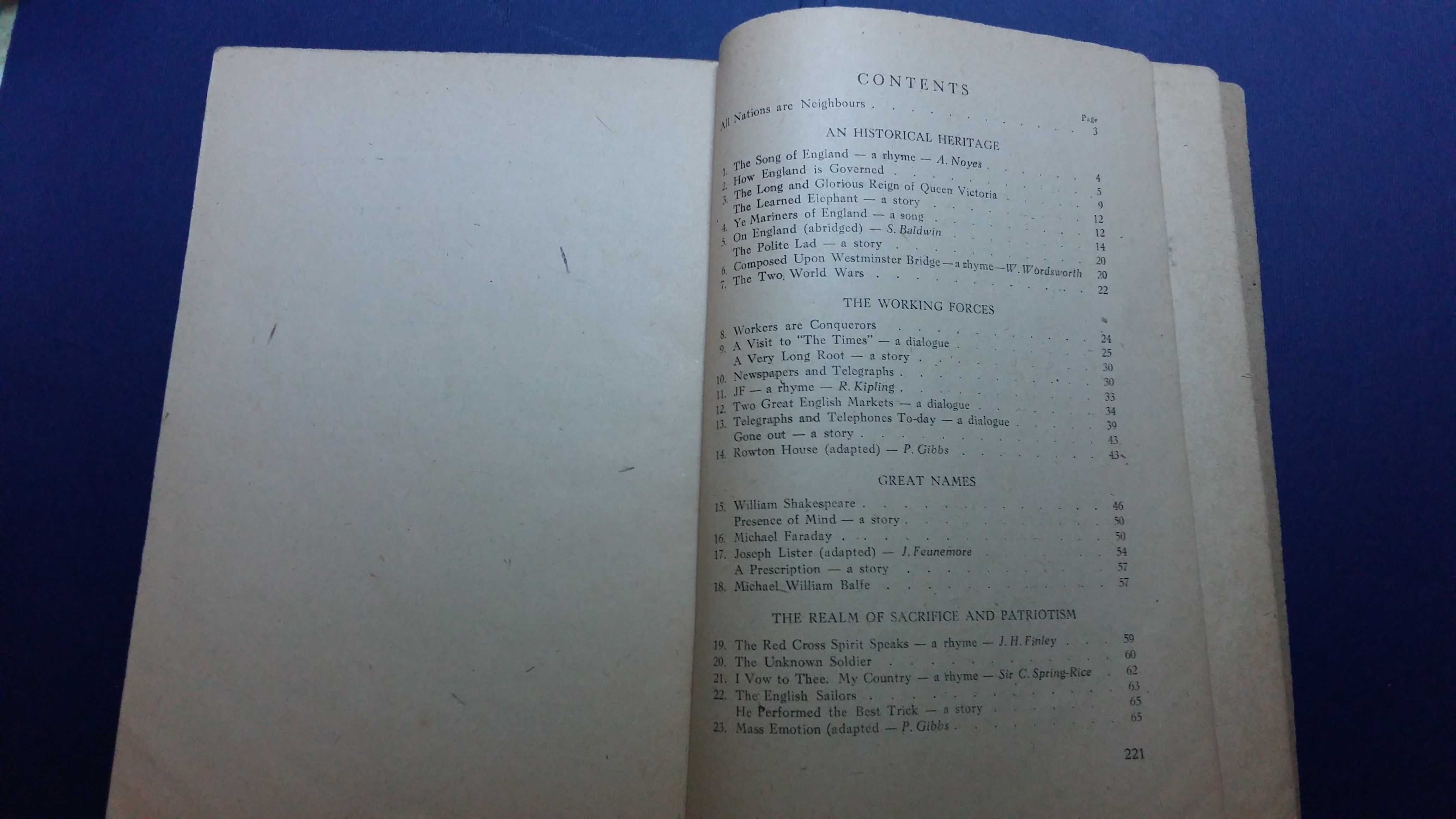 READINGS ABOUT ENGLAND and AMERICA podręcznik j. angielskiego z 1946r.