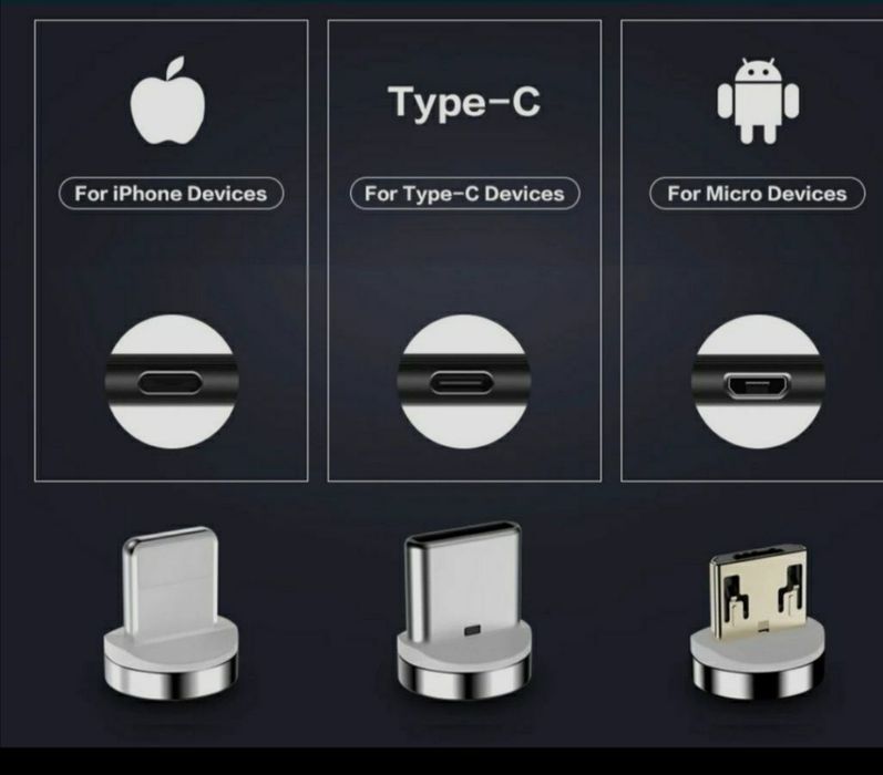 Кабель 1 метр магнитный круглый с конектором