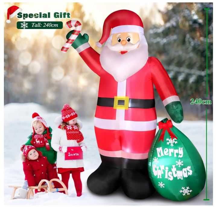 Nadmuchiwany Mikołaj XXL z podświetleniem LED 240cm