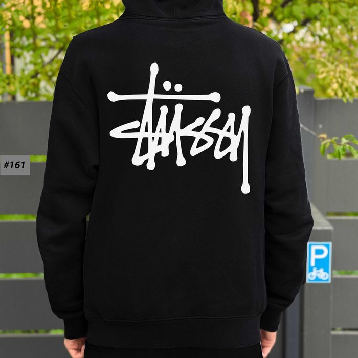 Биг Лого Принт | Черная Кофта Stussy | Худі Стусси Teddy Чорне