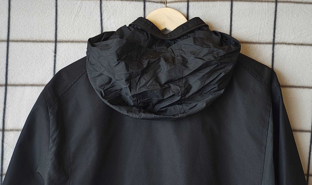 Kurtka, męska, czarna, przeciwdeszczowa, kaptur w stójce, XXL