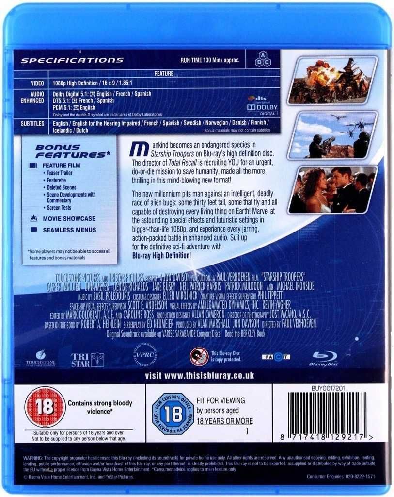 Starship Troopers Żołnierze kosmosu Blu-Ray wyd.UK