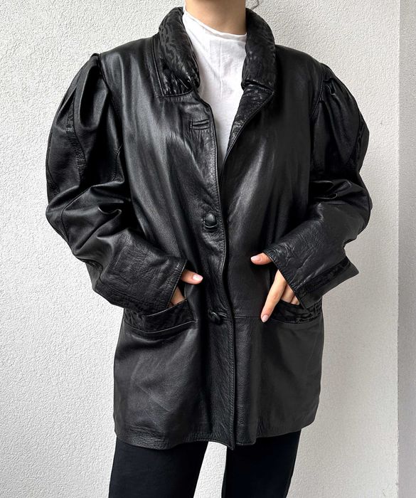 łaszcz skórzany OPIUM ALTERNATIVE GOTH damski krótki kurtka r. L