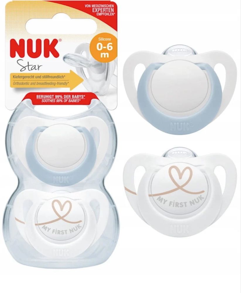 Nuk smoczek 0-6m, niebiesko-biaty, 2 szt.