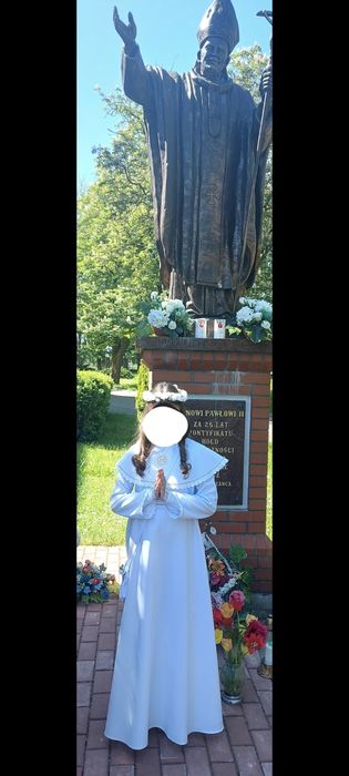 Alba komunijna na większą dziewczynkę torebka rekawiczki