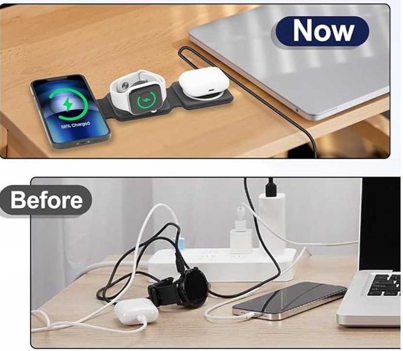 Bezprzewodowa Indukcyjna Stacja Ładowarka 3w1 Do Apple