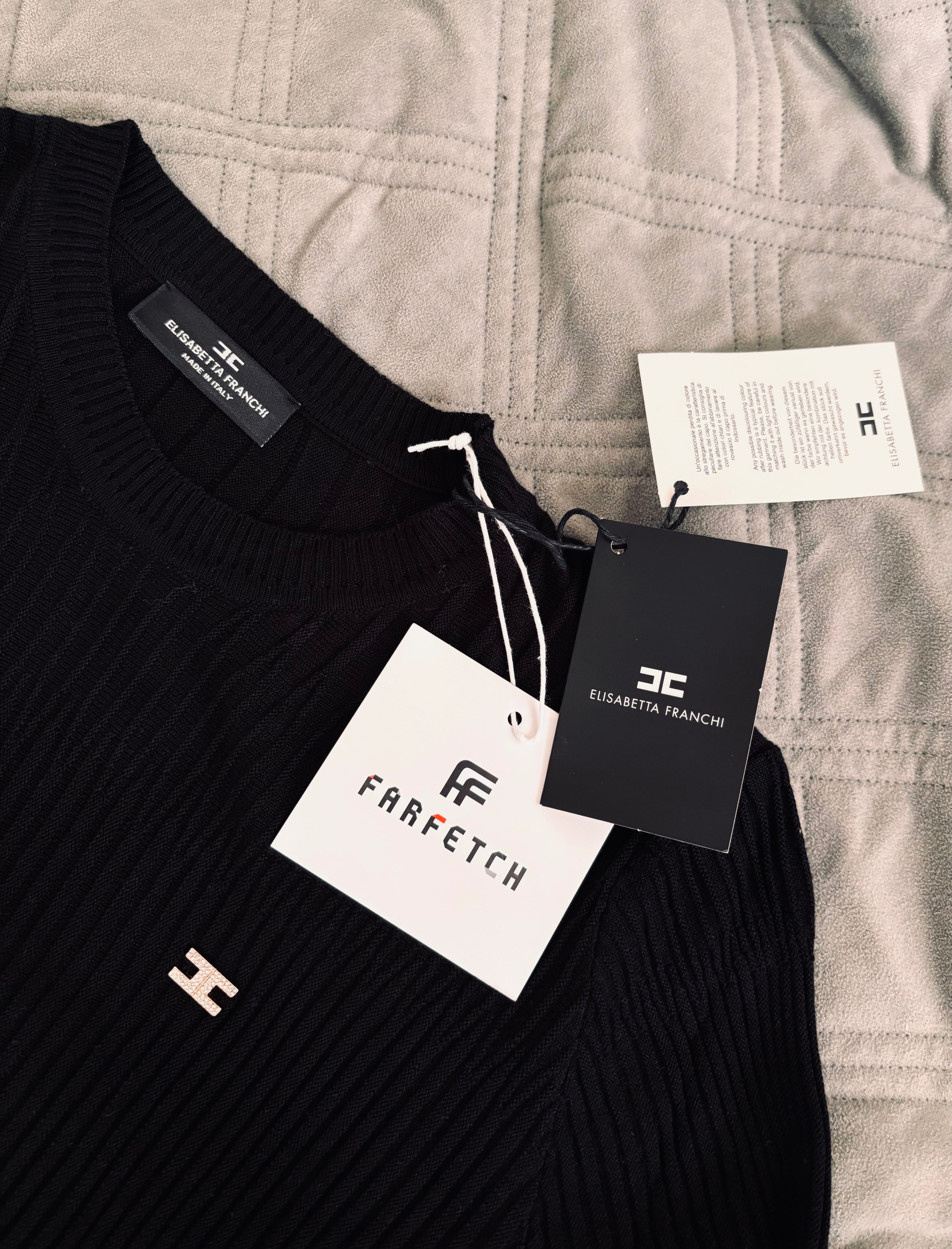 Elisabetta Franchi m dzianinowa sukienka czarna IT42 nowa