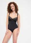 B.P.C top tankini z fiszbinami czarny z laserowym wycięciem ^44(85E)