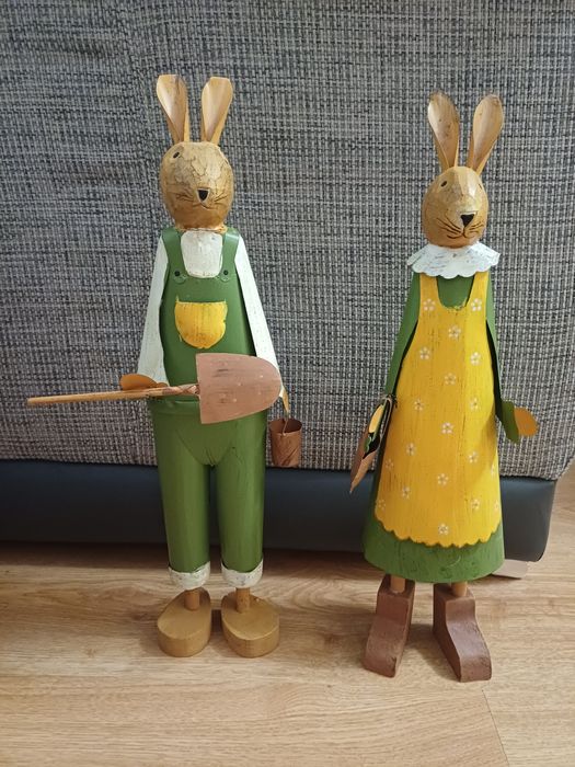 Dwa metalowe zajace ogrodowe 41cm