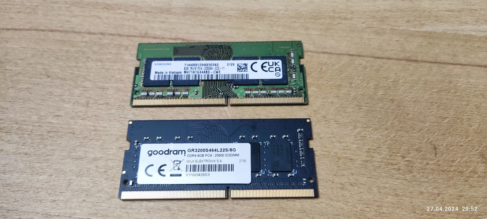 Pamięć RAM DDR4 SODIMM 3200 MHz Laptop 2x 8GB (16GB) Goodram, Samsung