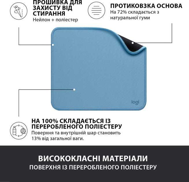 Ігрова поверхня Logitech Mouse Pad Studio Series Blue (956-000051)