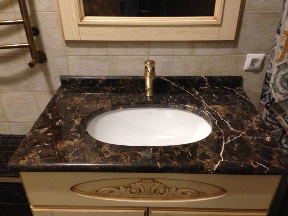 Столешница в ванную, столешница из мрамора, гранита, кварца, керамики,