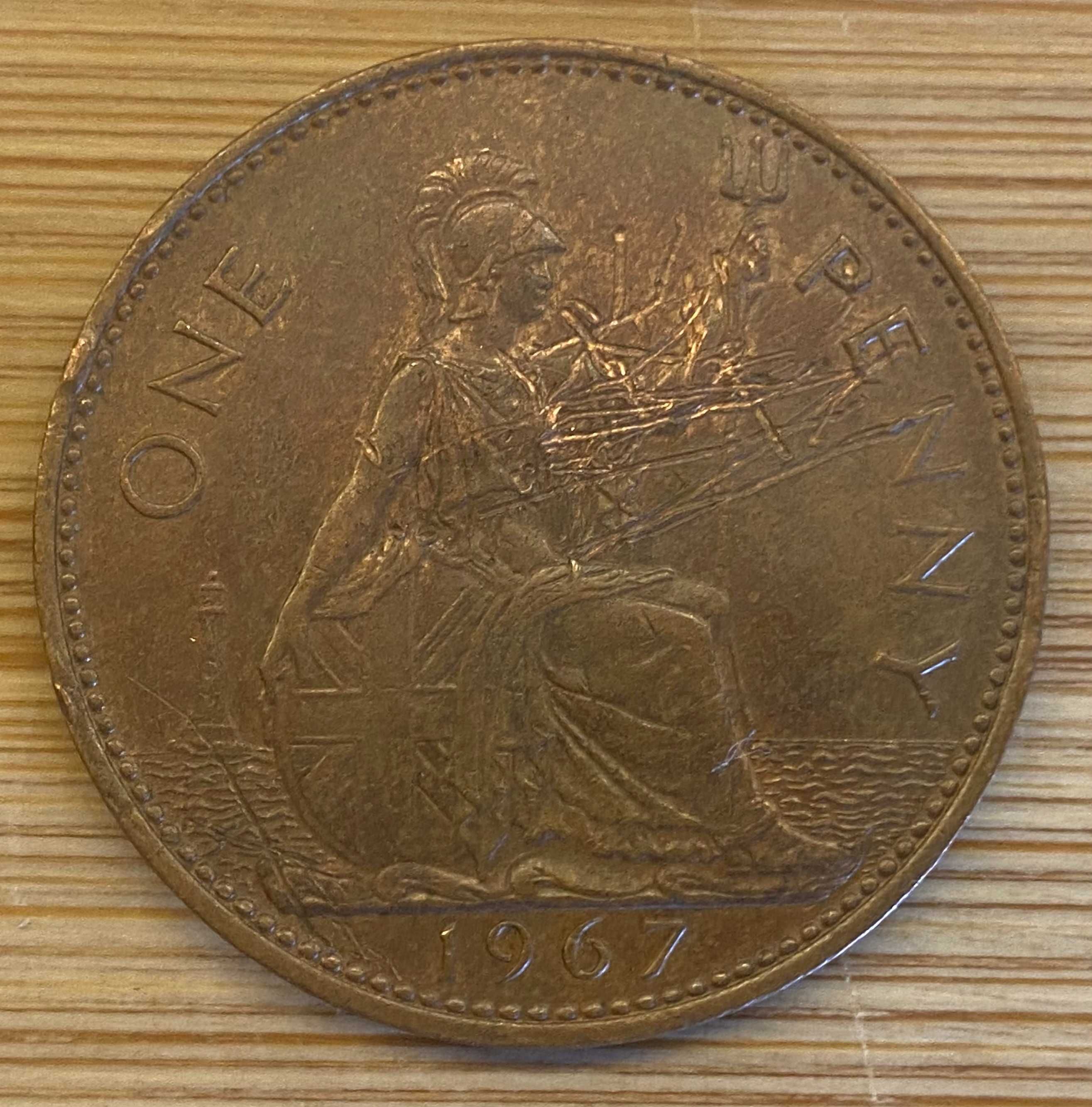 Moeda de 1p do Reino Unido de 1967