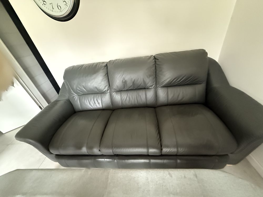 Sofa kanapa naturalna skóra z funkcja spania