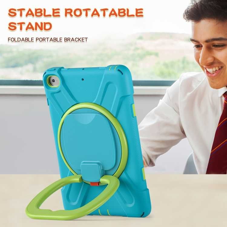 Pancerne Etui z Paskiem i Uchwytem do iPad Mini 5/4 niebiesko-zielone
