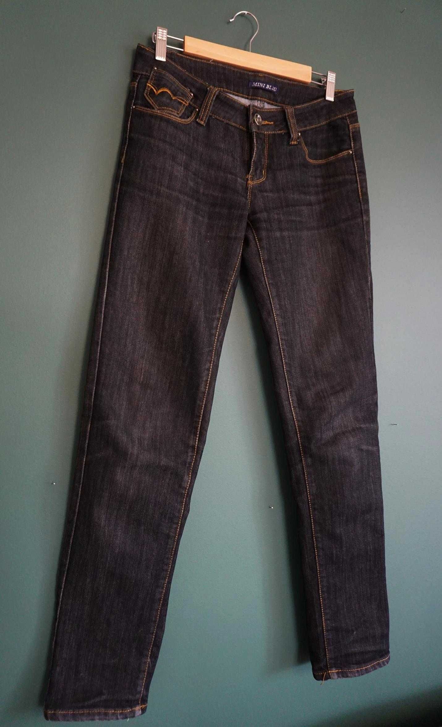 Jeansy dżinsy S 36 klasyczne ciemne czarne grafitowe wąskie rurki