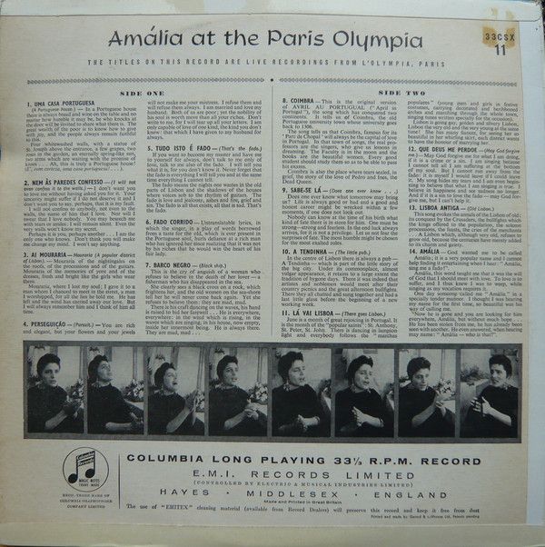 Amália Rodrigues ‎– Amalia At The Paris Olympia