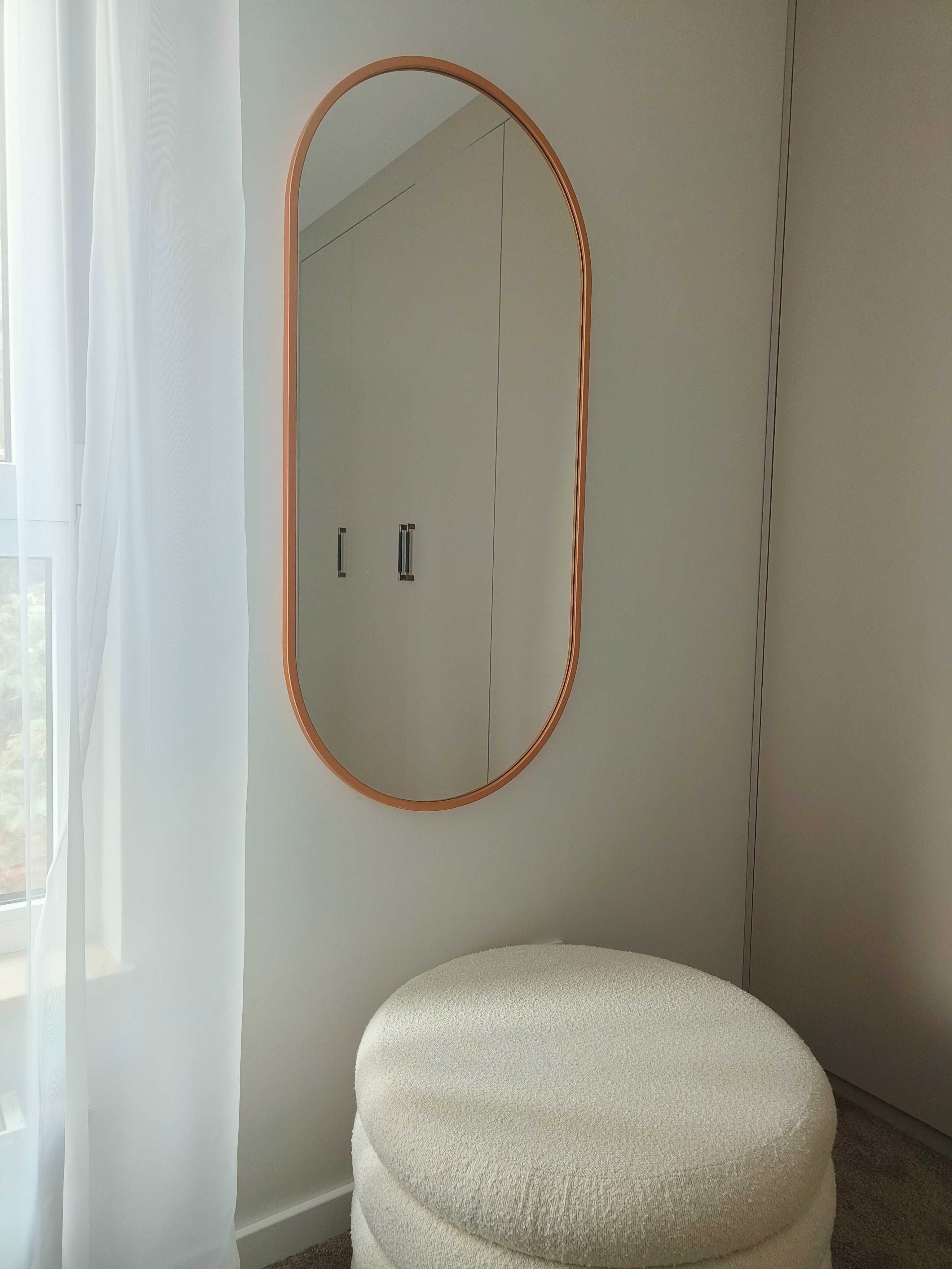 NOWE owalne lustro w miedzianej ramie 60x 125cm
