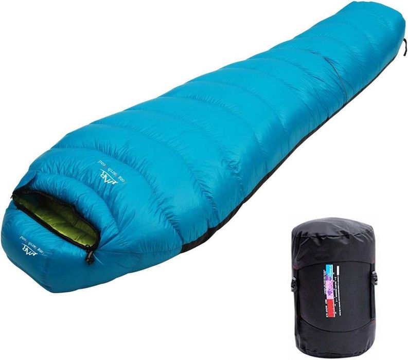 śpiwór turystyczny ciepły zimowy kempingowy mumia duży niebieski