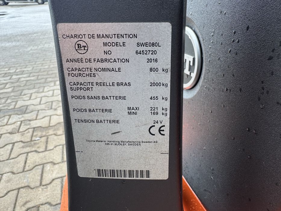 Paleciak elektryczny Toyota BT SWE 080 L 60 cm 800 kg wózek Toyota