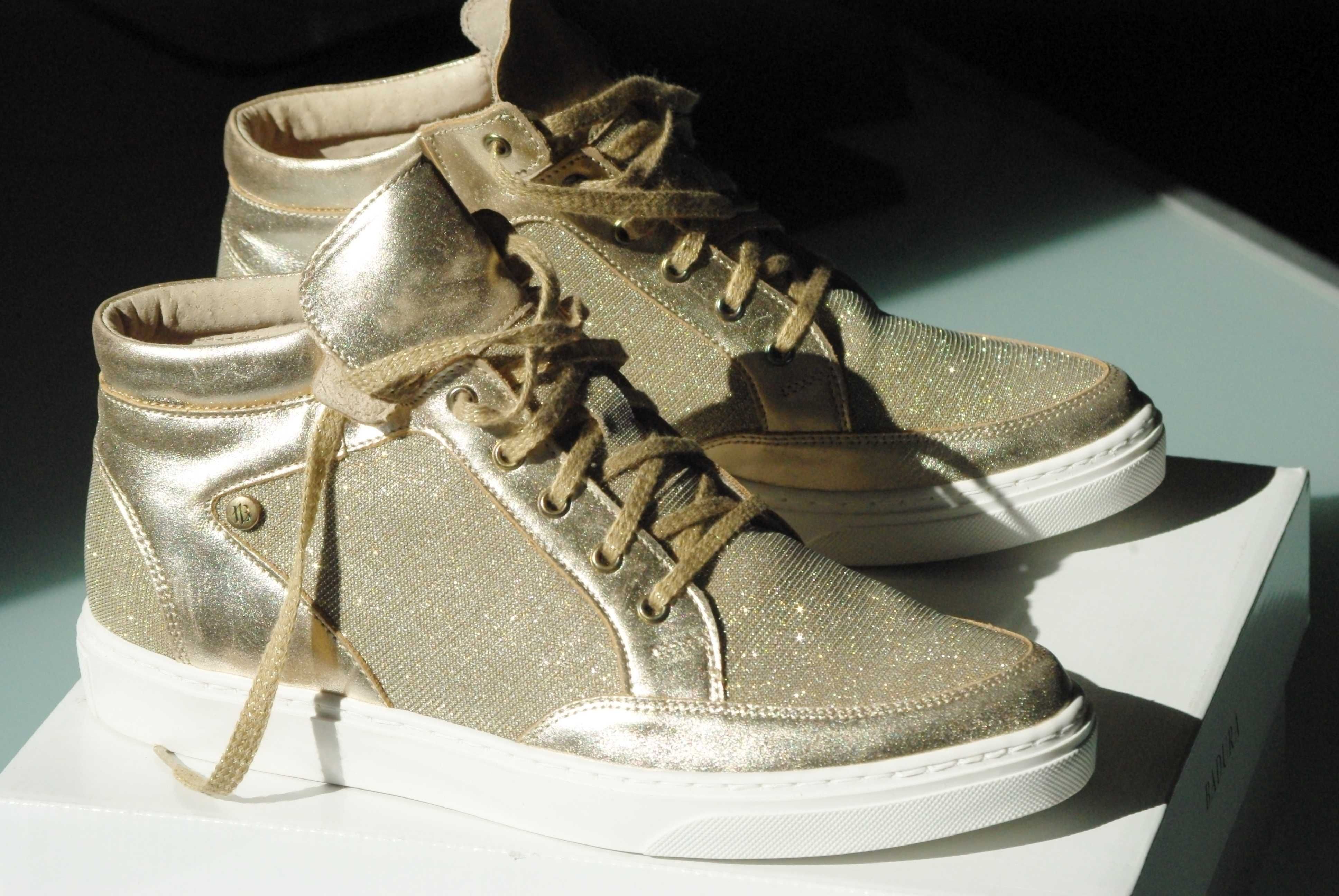 sneakersy złote skórzane BADURA. Rozmiar 29. Nowe