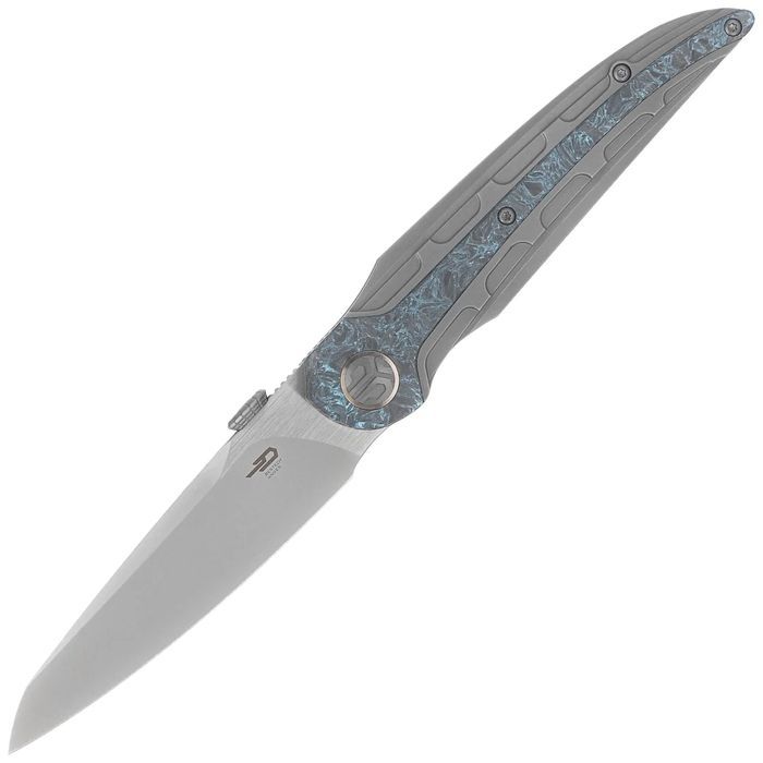 Nóż składany Bestech Prydwen Dark Grey Titanium/Blue Marbled Carbon