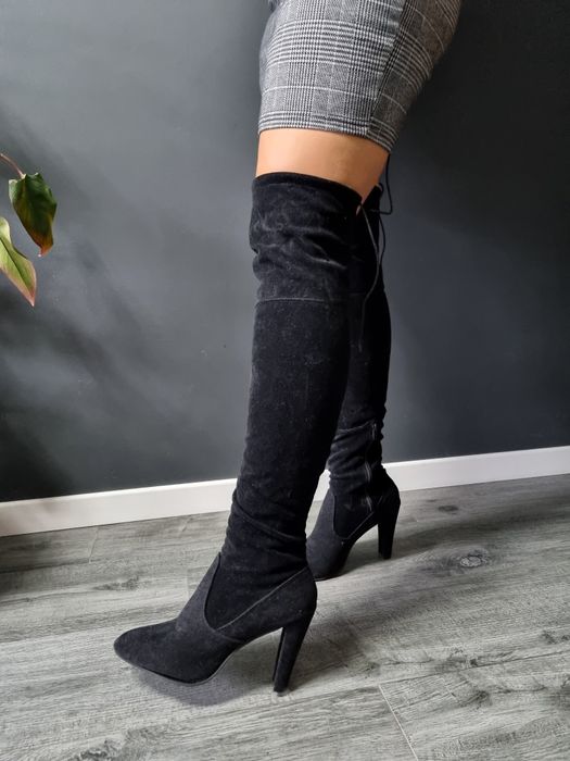 Kozaki za kolano zamszowe nowe czarne r39