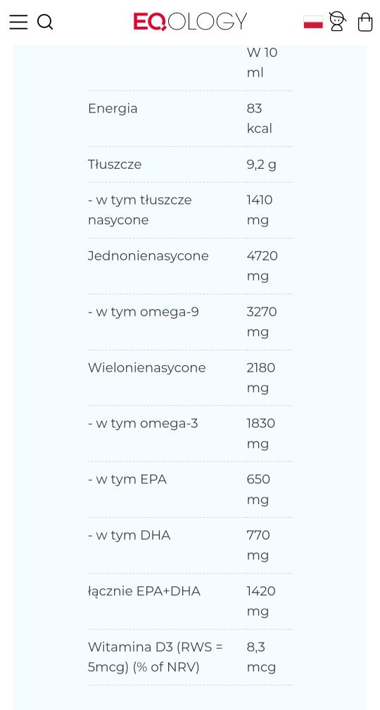 Świeży Olej z kwasami omega-3 EQology