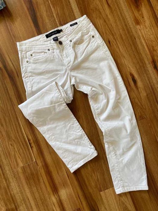 Calvin klein biale spodnie rurki skinny basic capsule xs s 34 36