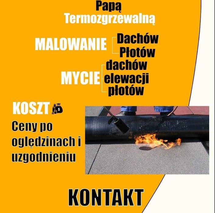 Malowanie dachów, krycie papą, mycie elewacji!