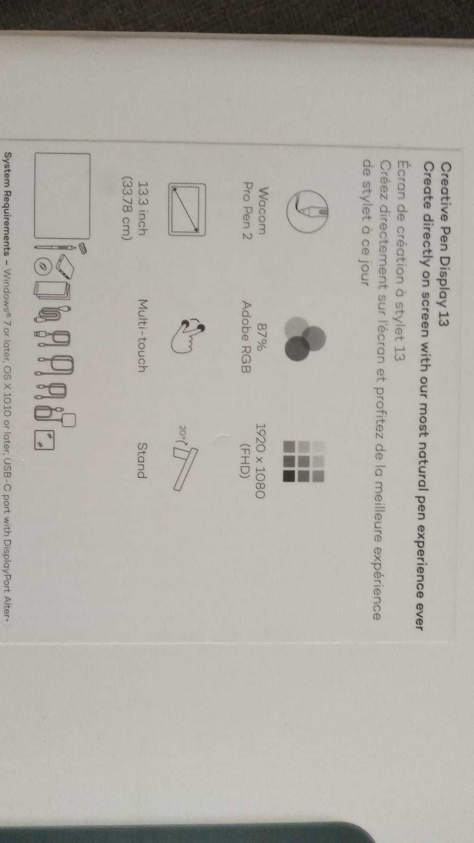 Tablet graficzny Wacom Cintiq Pro 13, Pro Pen 2, pudełko, stan bdb