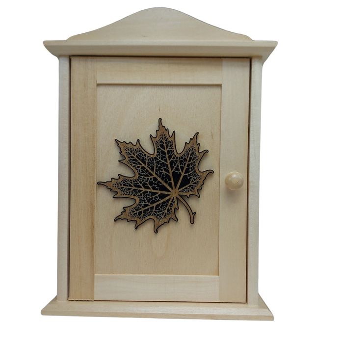 Naturalna Szafka Na Klucze Lakierowana i Breloczek Liść Klonu