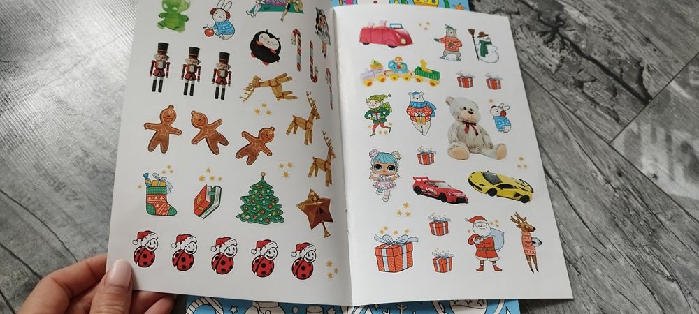 Kolorowanka, naklejki Wzorki świąteczne ozdabianki. i