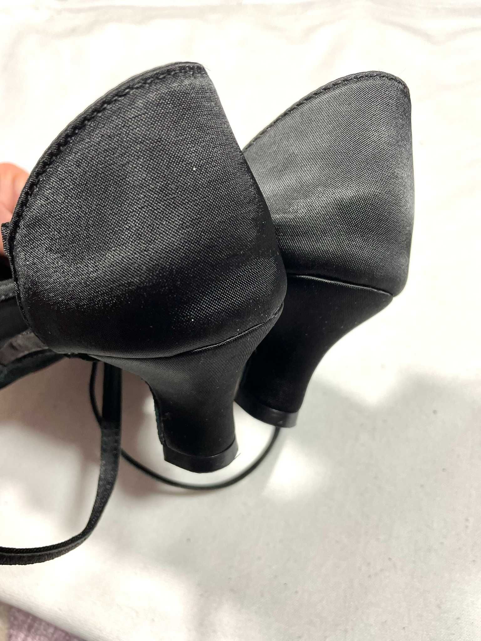 Nowe buty do tańca Latino 39 czarne 5 cm supełek