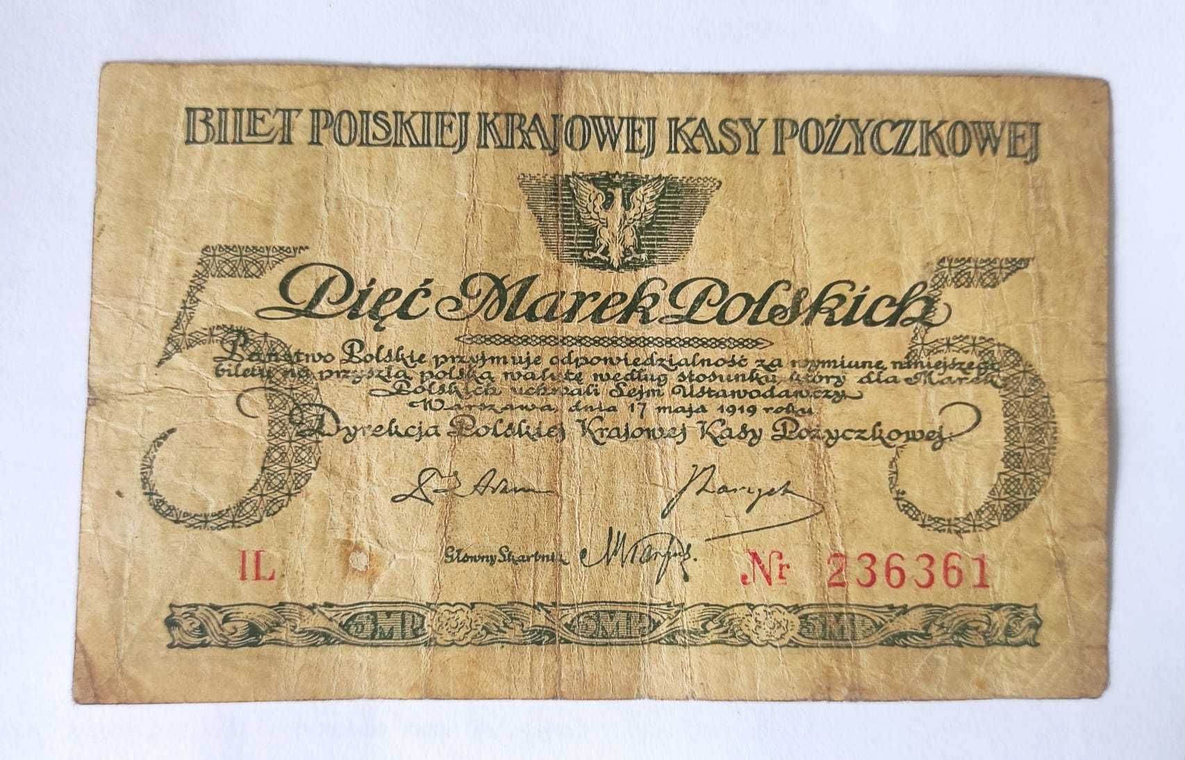 5 marek polskich 1919 Bartosz Głowacki seria IL 236361