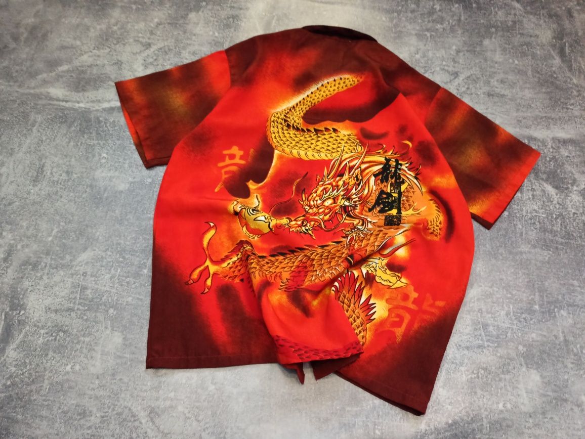 Винтажная рубашка с драконом sk8 y2k grundge opium ск8 реп с рисунком