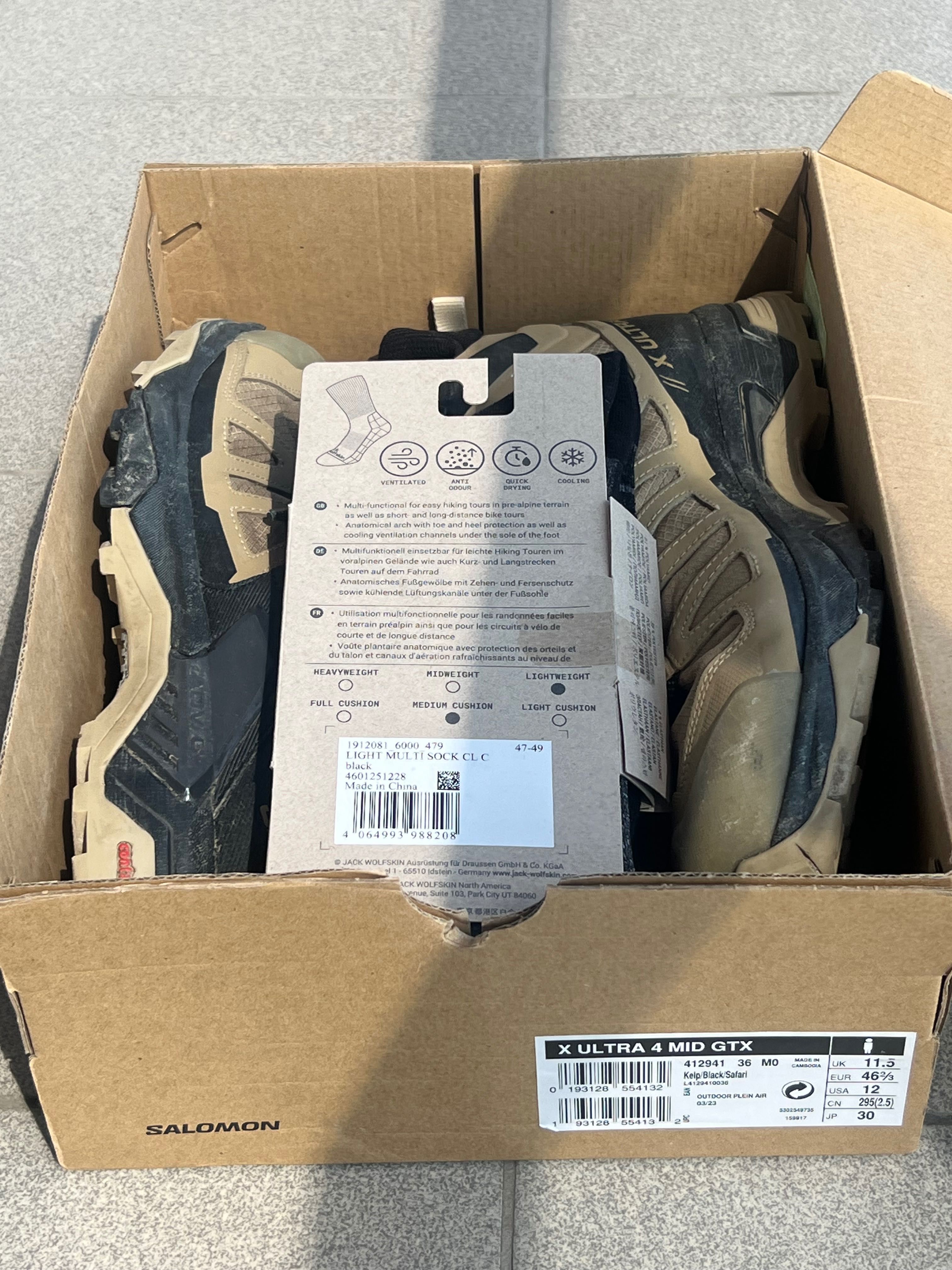 Salomon X Ultra 4 Mid GTX, r. 46 2/3 + Skarpety Jack Wolfskin