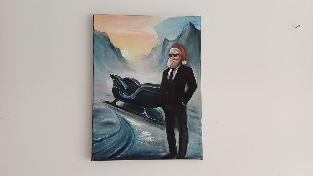 Obraz Olejny 30x40 "Pan Mikołaj" Prezent Święta Ozdoby Ręcznie Malowan