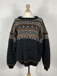 Granatowy Sweter w Norweskim Stylu  Norweski Damski Vintage  oversize