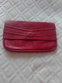 Real Leather/Skórzana, Czerwona Torebka do ręki z Londynu