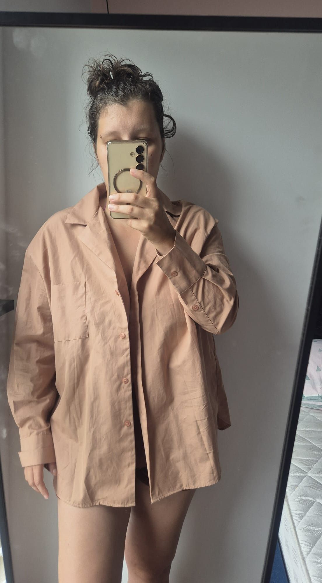 Koszula różowa popelinowa oversize elegancka nowa cotton Zara 38/M