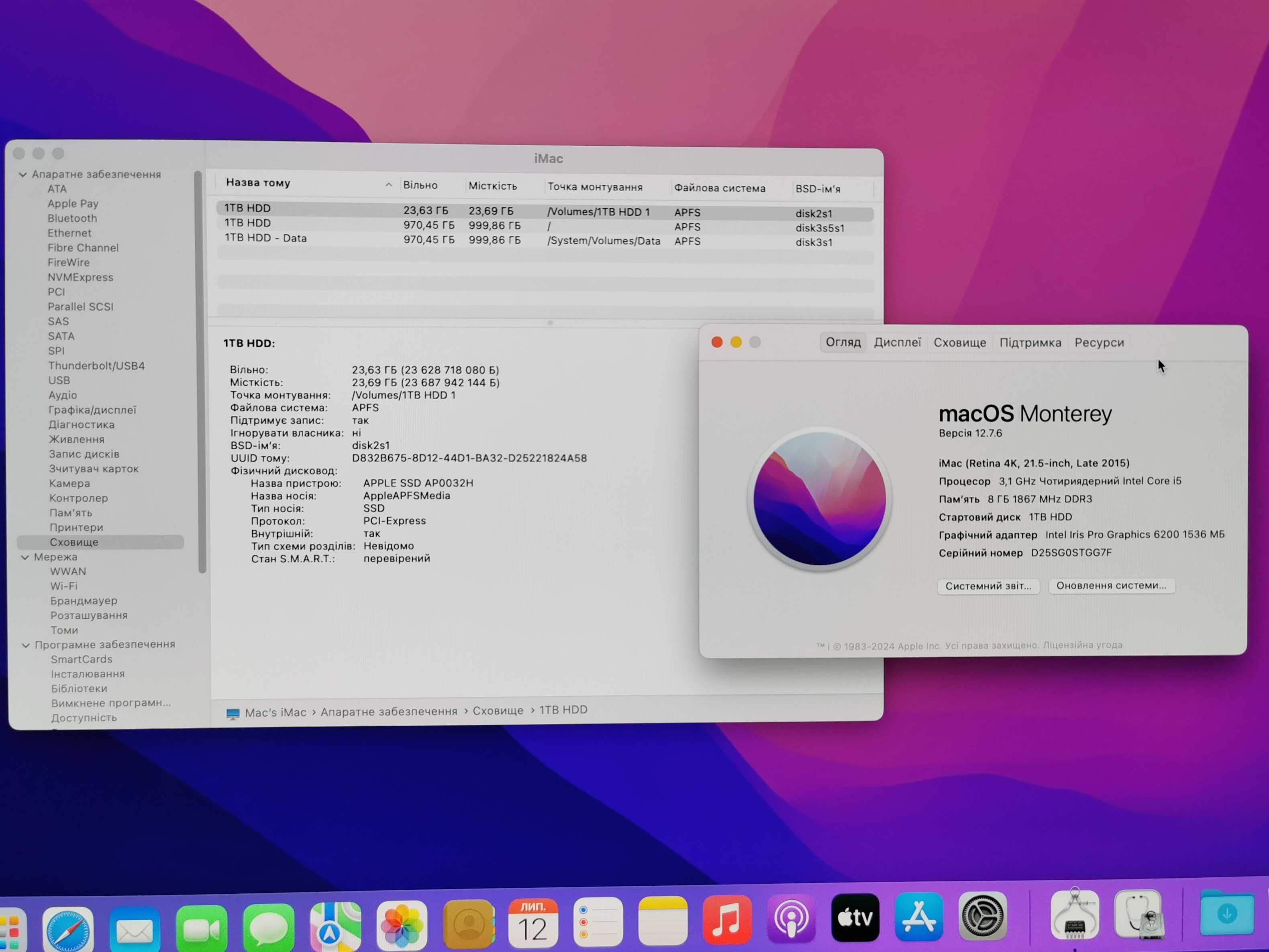 Моноблок пк Apple iMAC 2015 21,5" Retina 4k Intel i5-5675R 8gb/1000gb