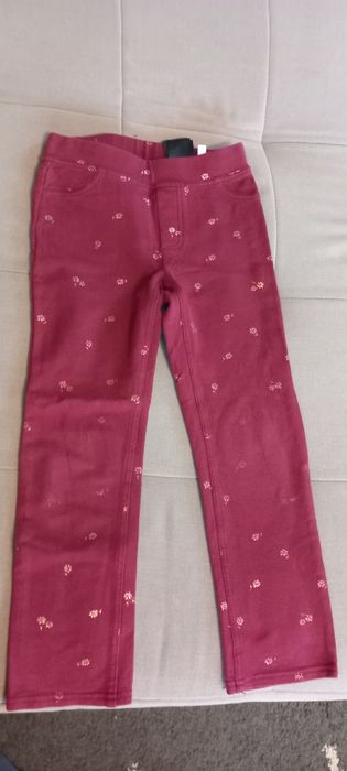 Spodnie H&M 122, czerwone w kwiaty