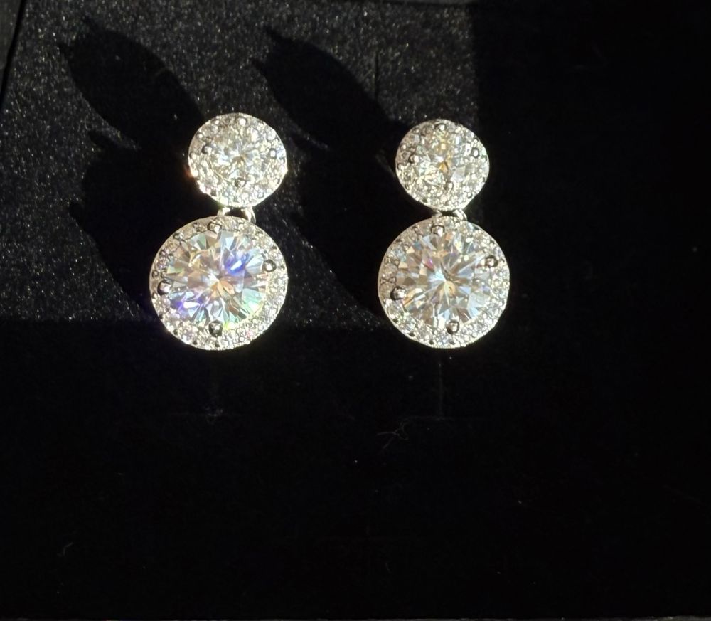5 ct Сережки пусеты с муассанитами бриллиантами серебрянные