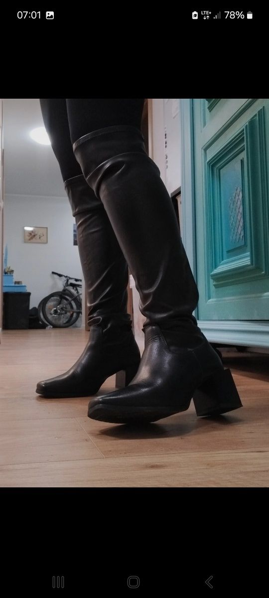 Długie buty ze skóry