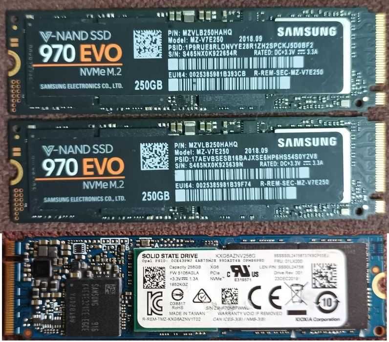 SSD  Intel Samsung 128-192-256-480-512-800-1000gb