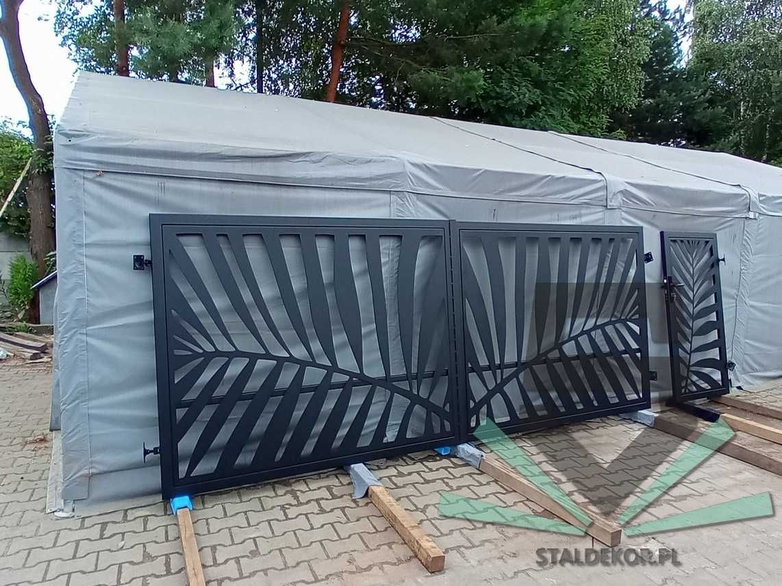 Brama dwuskrzydłowa 4x1,5m wycinana laserowo, CNC,  panelowa.