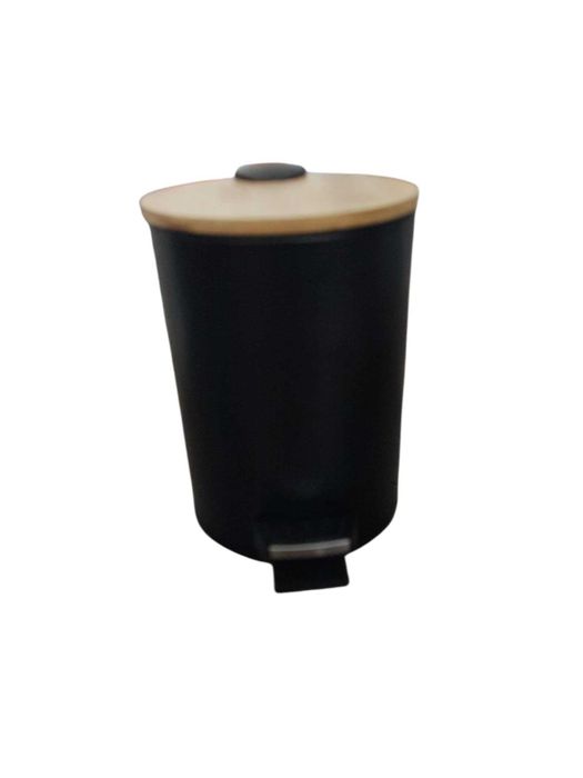 Stylowy kosz na śmieci łazienkowy  3L – Czarny mat + bambus
