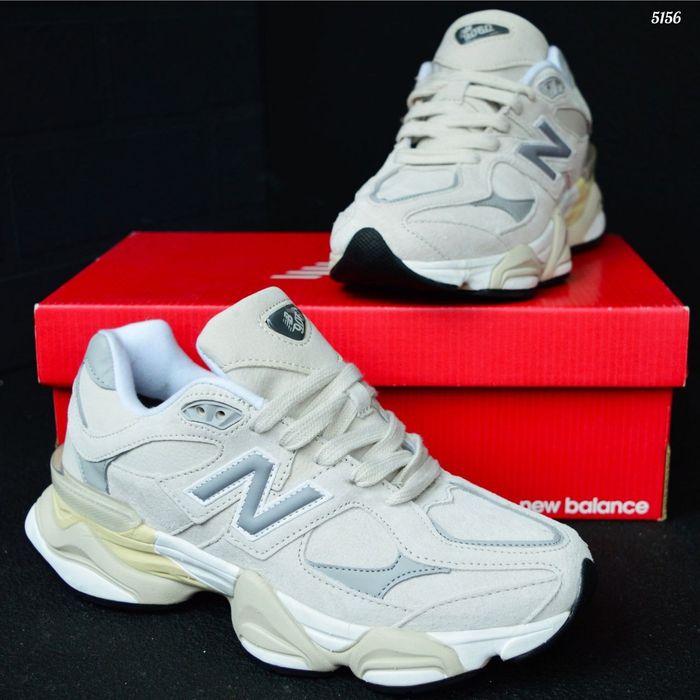 New Balance 9060 Beige Gray бежеві з сірим, хутро кросівки жіночі