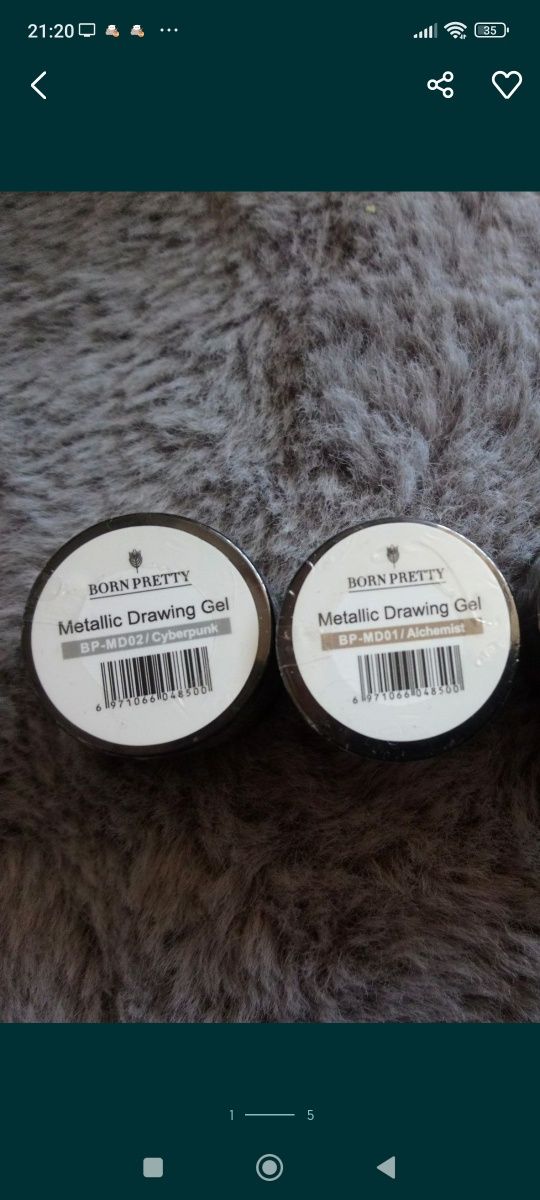 Zestaw 2x paint żel do zdobień metaliczny złoty i srebrny metalic gel